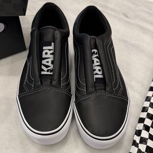 Karl Lagerfeld Black & White Slip-On Sneakers old skool laceless. BNIB.